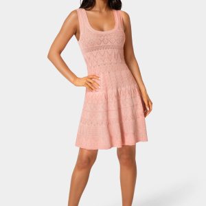 Sleeveless Fit and Flare Pointelle Mini Dress