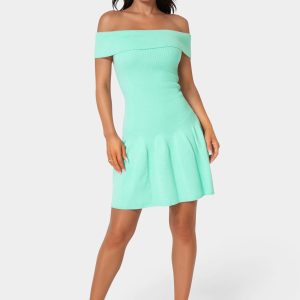 Off the Shoulder Fit and Flare Mini Dress