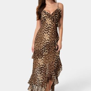 Ruffle Chiffon Midi Dress