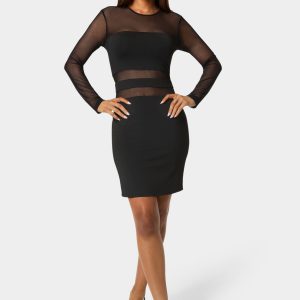 Illusion Mesh Mini Dress
