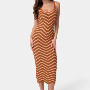 Chevron Crochet Midi Dress
