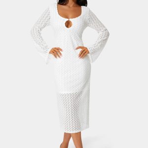 Long Sleeve Cutout Crochet Maxi Dress