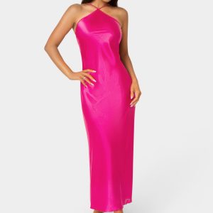 Halter Neck Satin Gown