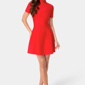 Fit and Flare Short Sleeve Bandage Dress