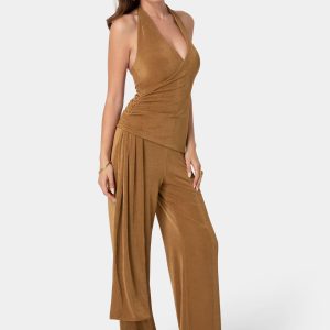 Slinky Drop Waist Halter Jumpsuit