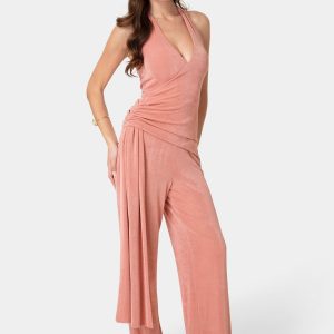 Slinky Drop Waist Halter Jumpsuit