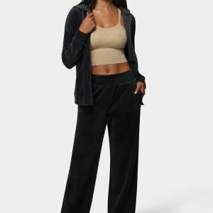 Velour Corded Wide Leg Pant