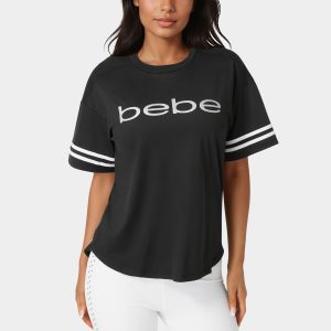 Curved Hem Active Top With Glitter Logo