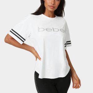 Curved Hem Active Top With Glitter Logo
