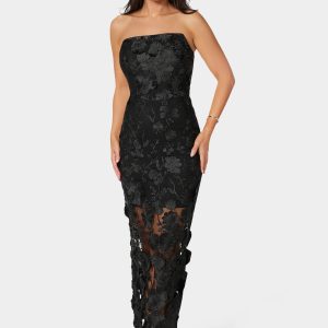 3D Floral Strapless Gown