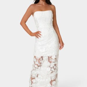 3D Floral Strapless Gown