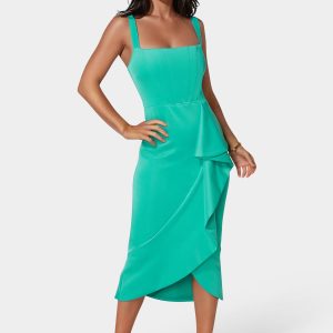 Scuba Bustier Ruffle Wrap Dress