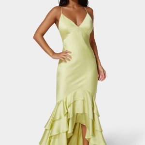 Tiered Satin High Low Gown