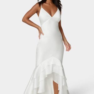 Tiered Satin High Low Gown