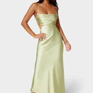 Open Back Cut Out Midi Slip Dress