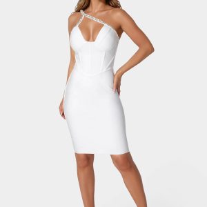Embellished Crystal Corset Bandage Dress