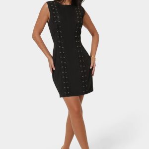 Faux Suede Lace Up Mini Dress