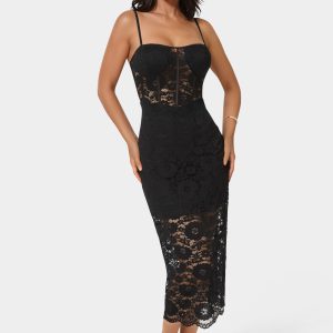 Lace Corset Midi Dress