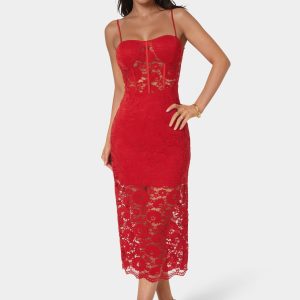 Lace Corset Midi Dress