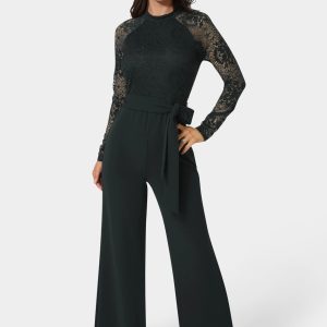 Lace Bodice Straight Leg Jumpsuit