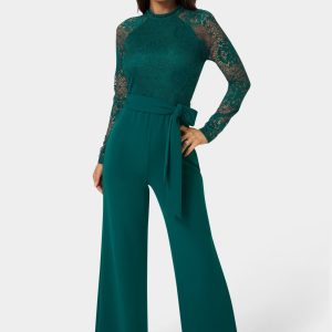 Lace Bodice Straight Leg Jumpsuit