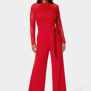 Lace Bodice Straight Leg Jumpsuit