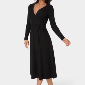 Fit and Flare Midi Sweater Dress